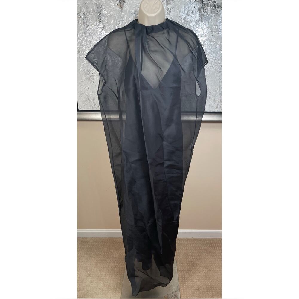 KHAITE Essie Organza Sheer Black Maxi Dress Size 2 - Picture 4 of 13